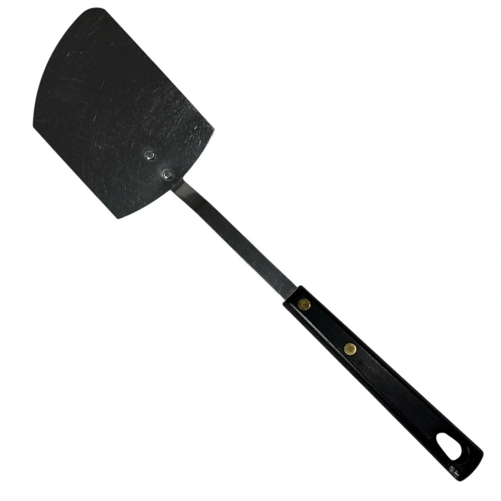 Vintage Angled Stainless Steel Spatula Black Handle Flipper Turner USA